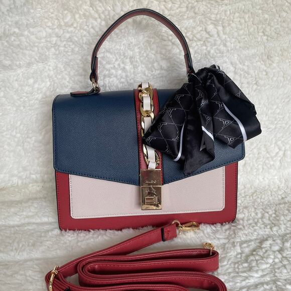 Brand New ALDO Cailla Logo Front Flap Designer Gold Chain Hot New Design - Picture 2 of 8